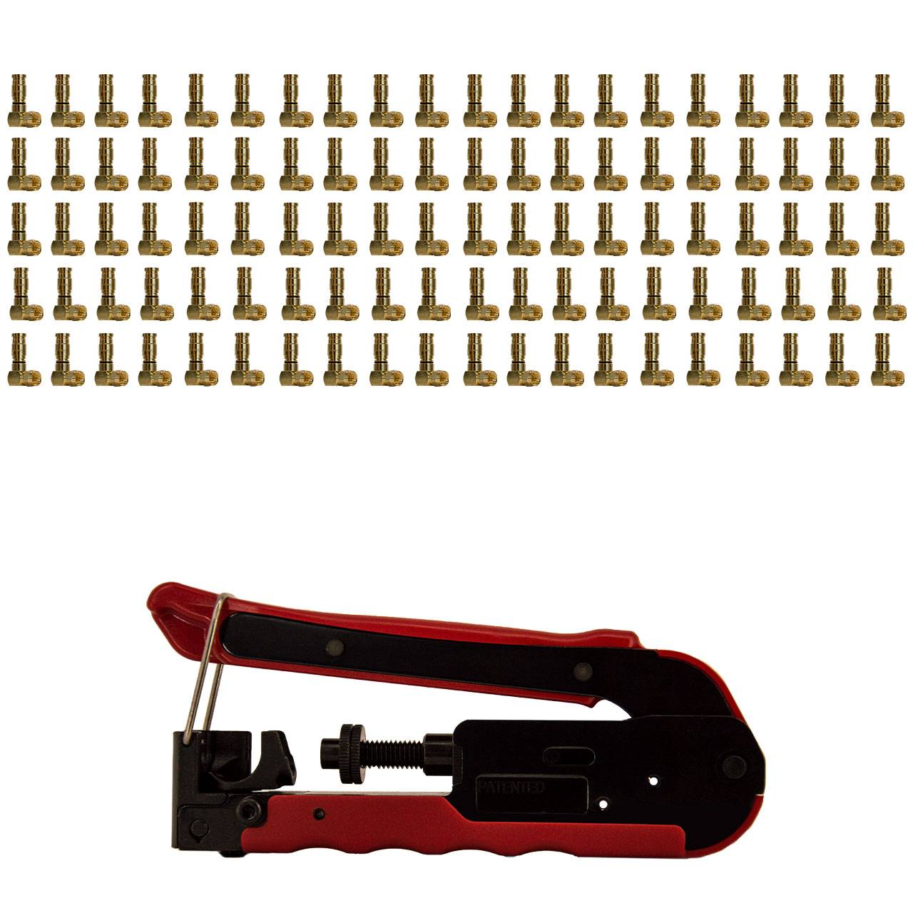 PremiumX 100x XCon G1-90 90° Kompressionsstecker Winkelstecker F-Kompressionsstecker für SAT Kabel + Kompressionszange