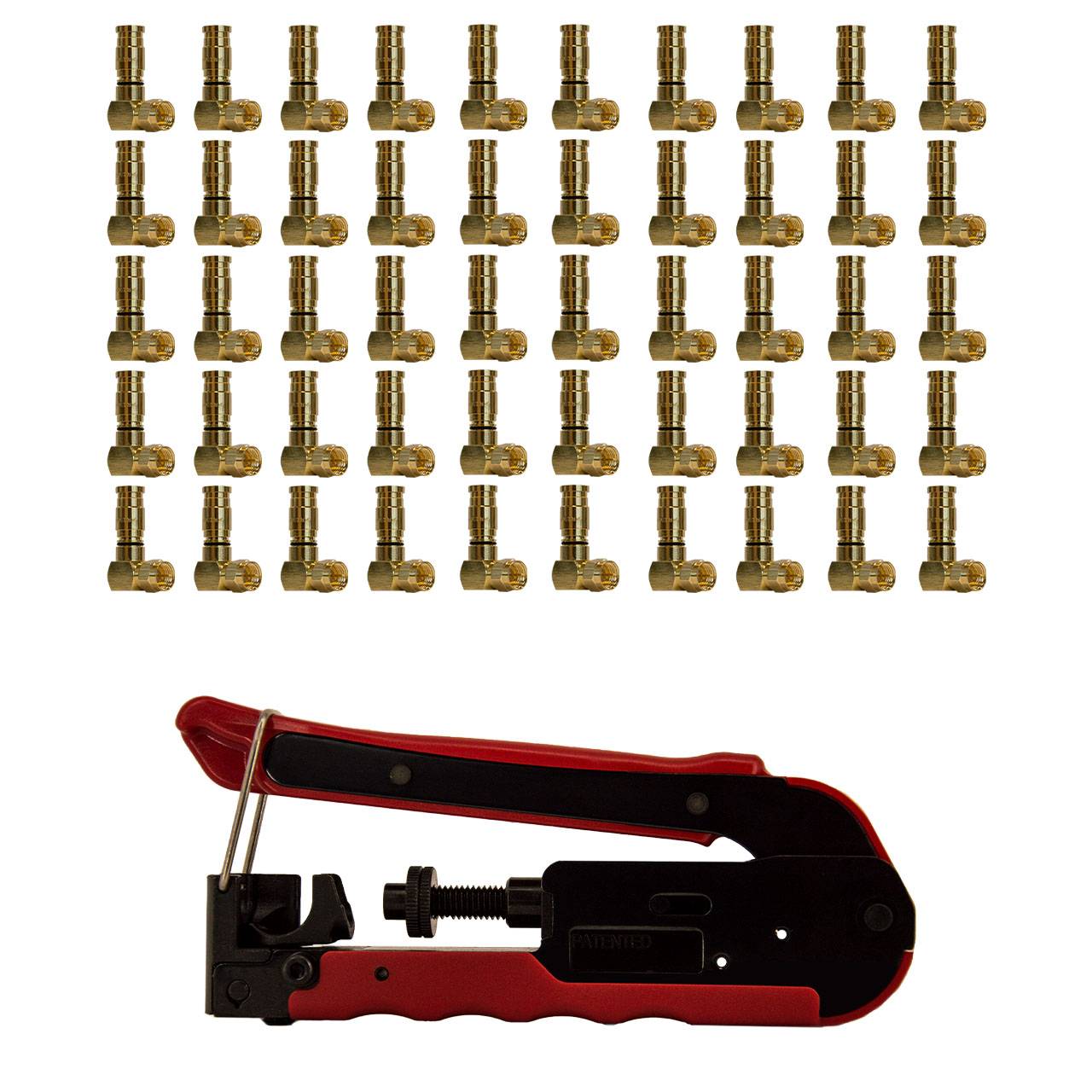 PremiumX 50x XCon G1-90 90° Kompressionsstecker Winkelstecker F-Kompressionsstecker für SAT Kabel + Kompressionszange