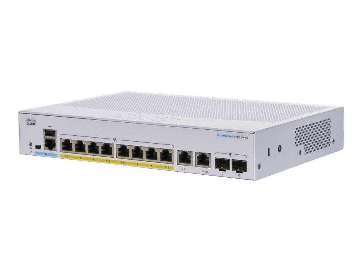 Cisco Business 250 Series CBS250-8PP-E-2G - Switch - L3 - Smart - 8 x 10/100/1000 (PoE+)