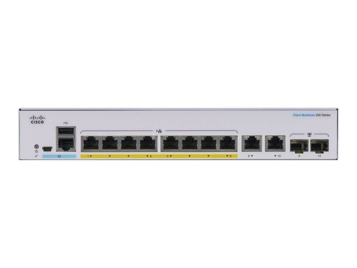 Cisco Business 250 Series CBS250-8PP-E-2G - Switch - L3 - Smart - 8 x 10/100/1000 (PoE+)