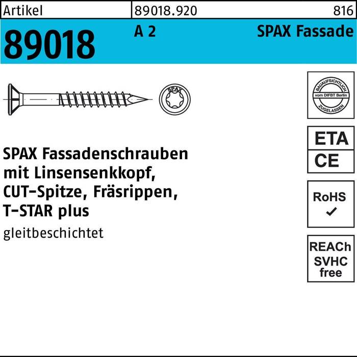 Fassadenschraube R 89018 LISEKO T-STAR 5x 60/37-T A 2 100 Stück SPAX