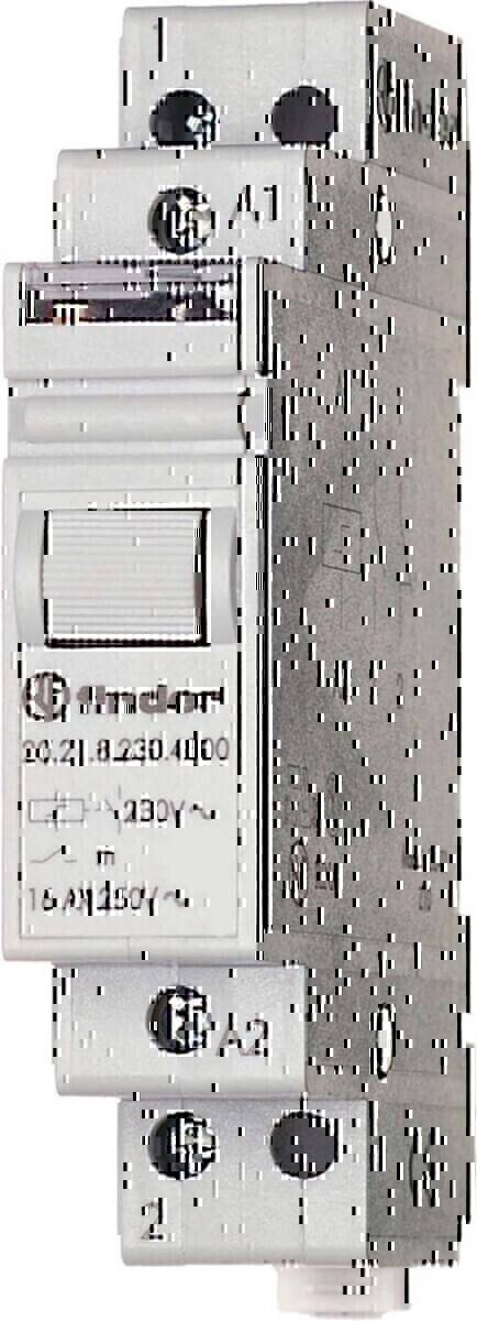 Ein weißes Hager Elektrogerät mit der Bezeichnung '0021218 230V~', das einen Schalter und technische Spezifikationen aufweist.