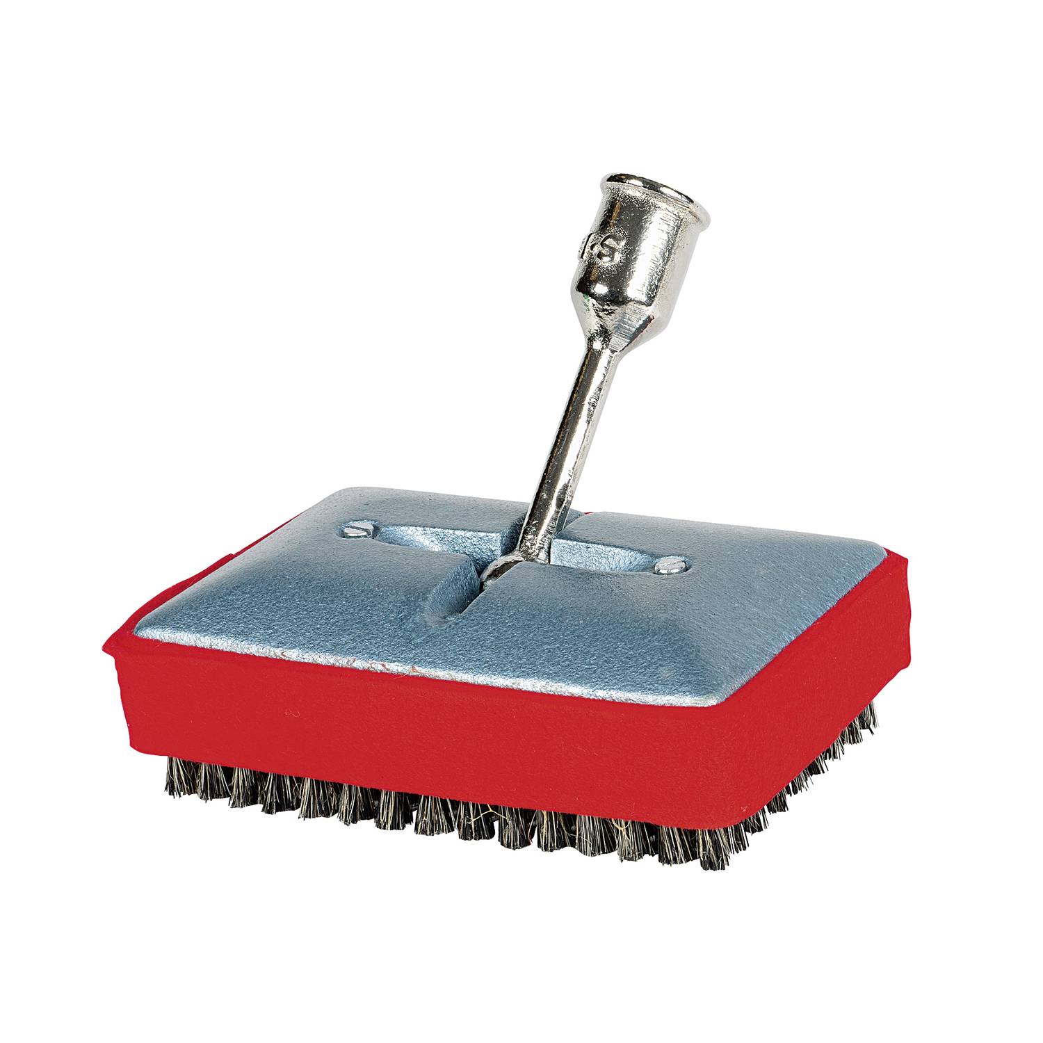 Bohnerbesen, mit Kugelgelenk und vernickeltem Temperguss-Stielhalter, rot