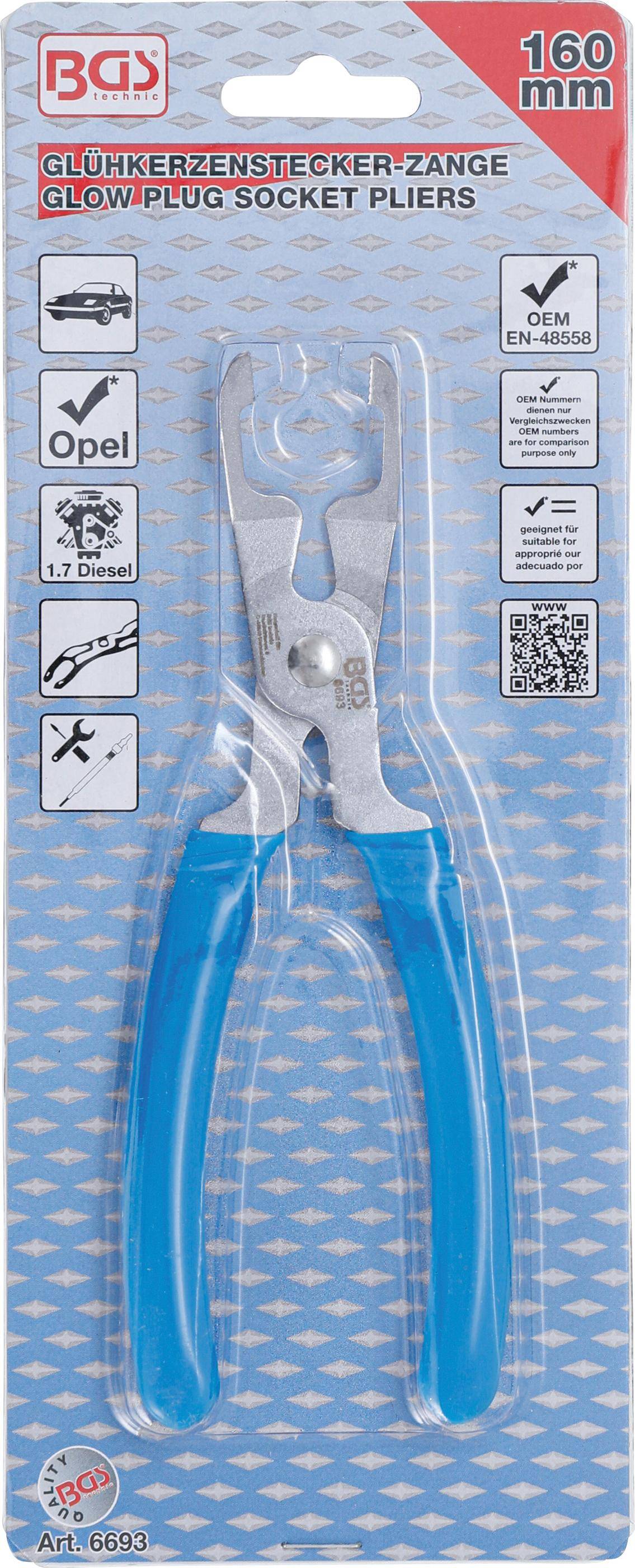 BGS Glühkerzenstecker-Zange | abgewinkelt | für Opel 1.7 Diesel