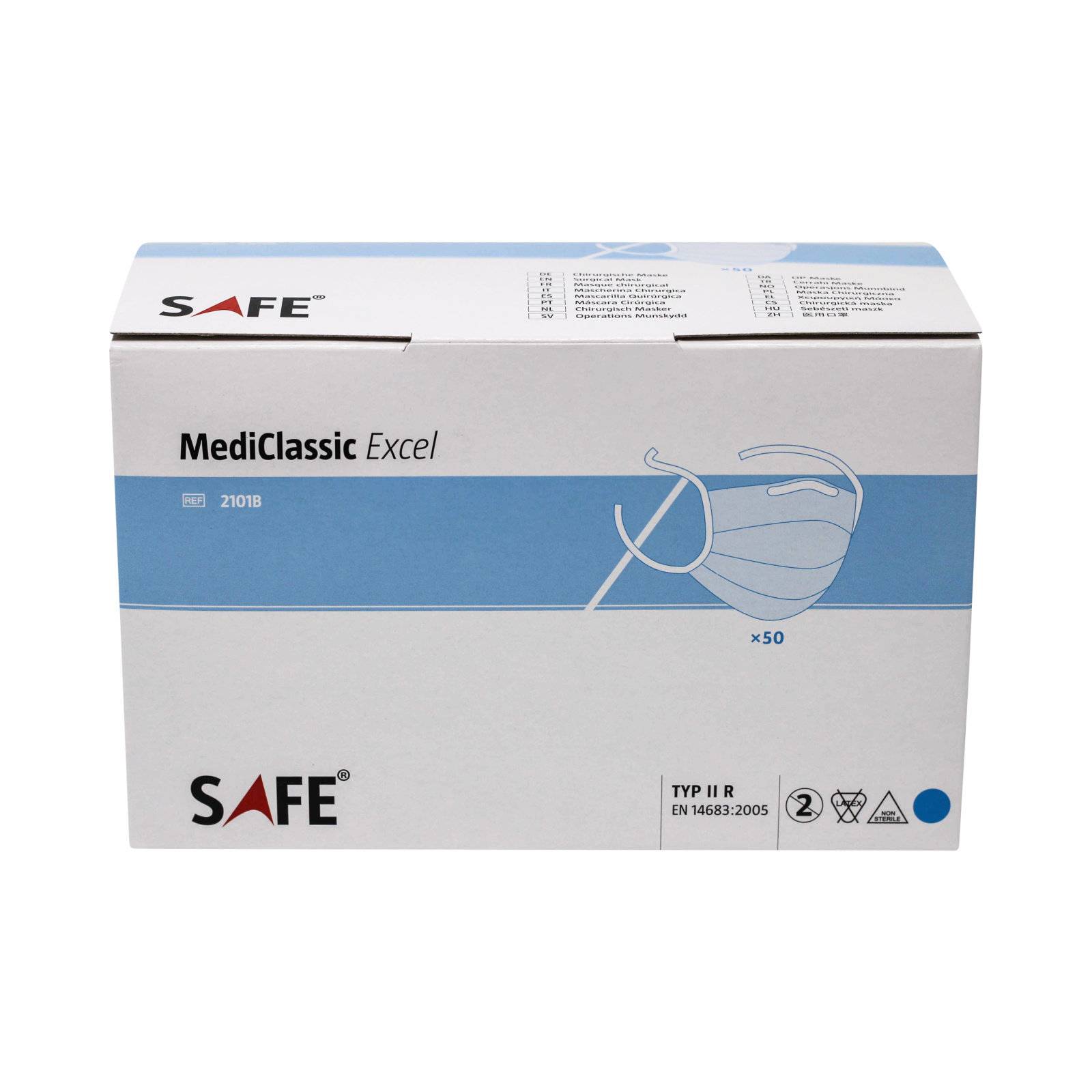 MediClassic Excel Chirurgische Maske, OP Maske zum Binden, EN14683:2019, Typ II R grün 50er Box