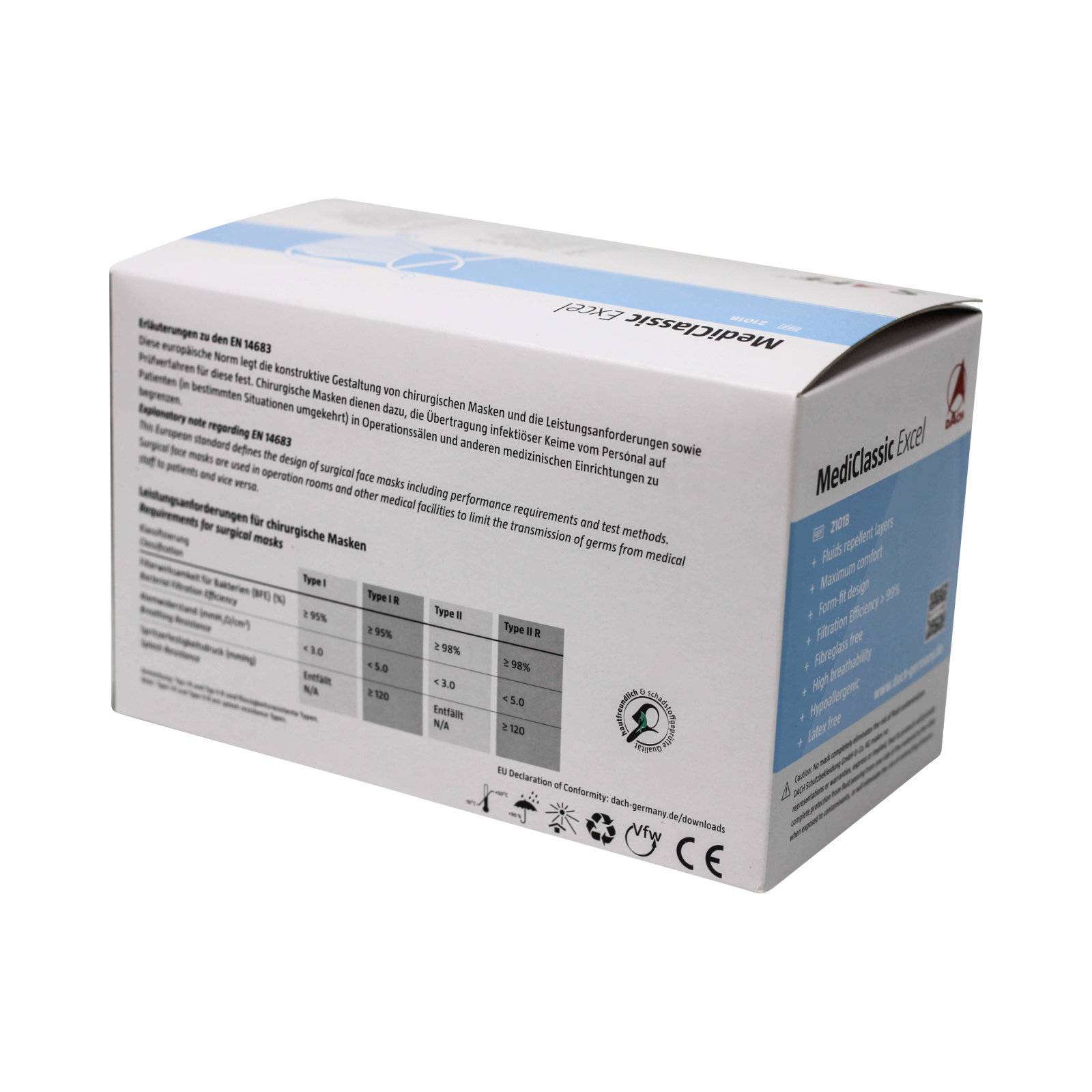 MediClassic Excel Chirurgische Maske, OP Maske zum Binden, EN14683:2019, Typ II R grün 50er Box