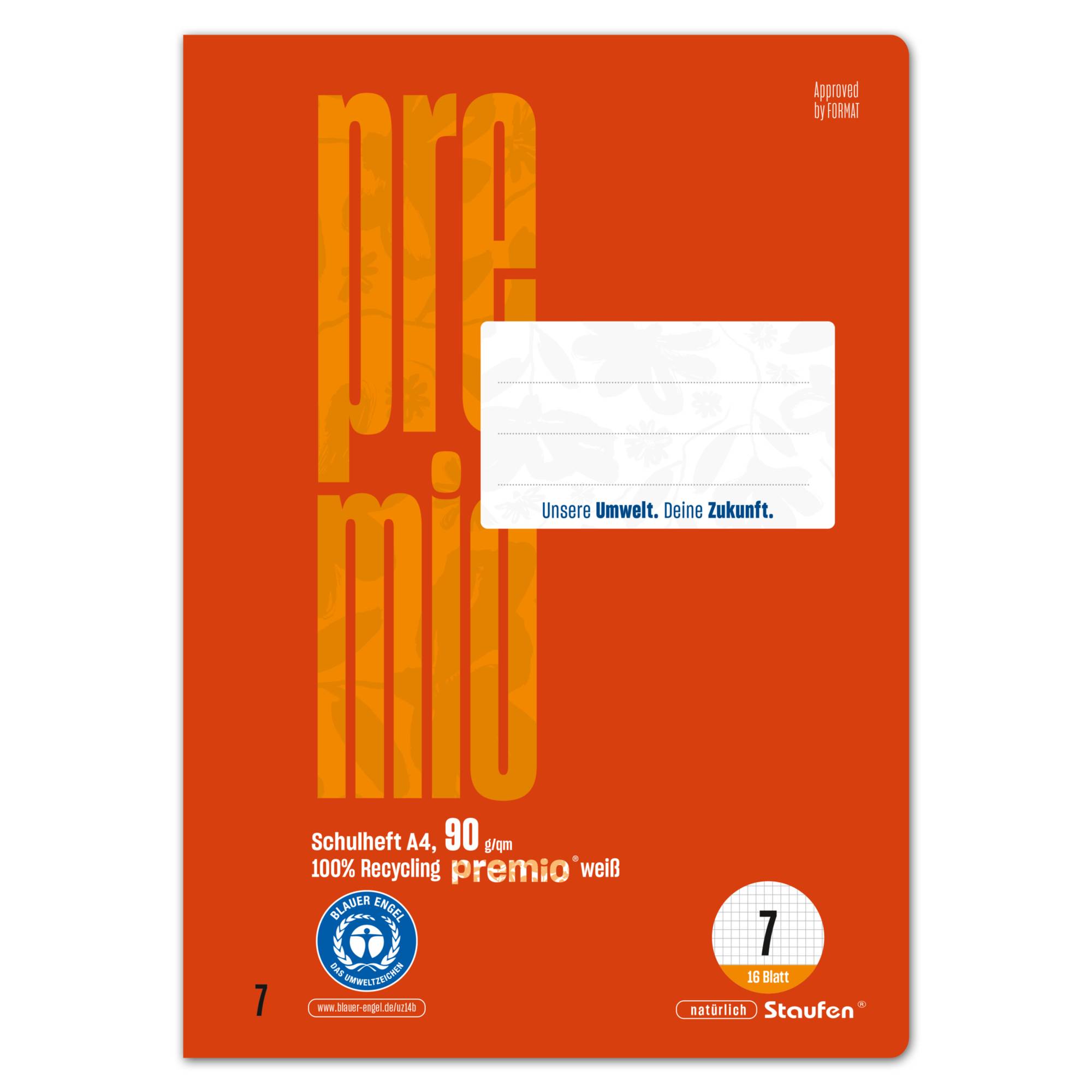 Staufen Schulheft Premio 040782007 A4 90g 16Bl Lin7 kar