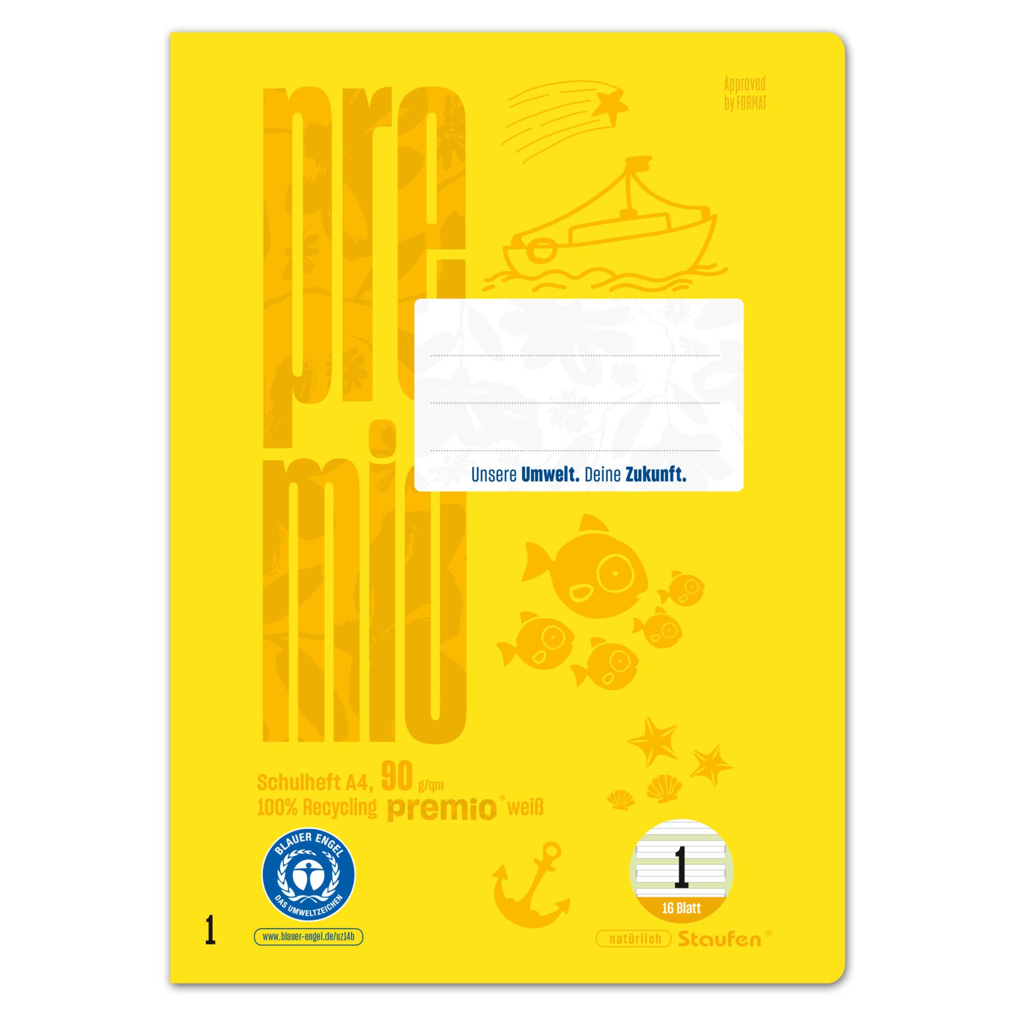 Staufen Schulheft Premio 040782001 A4 90g 16Bl Lin1 lin