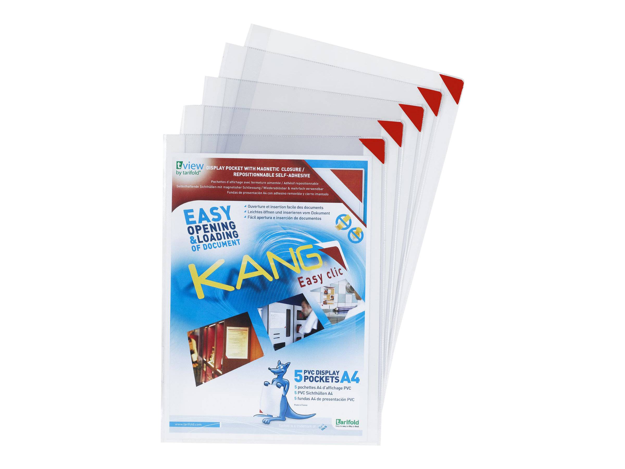 Tarifold KANG Easy Clic - Dokumentenhalterung - für A4 - Rot, durchsichtig (Packung mit 5)