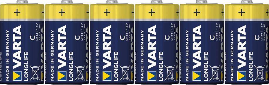 VARTA Longlife Extra Baby/C/LR14 6er Folie, 1,5V