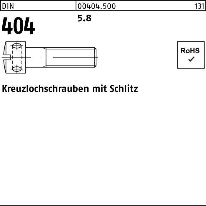 Kreuzlochschraube DIN 404 Schlitz M4x 8 5.8 100 Stück