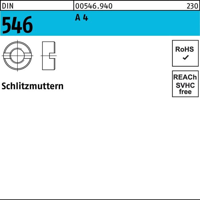 Schlitzmutter DIN 546 M8 A 4 50 Stück
