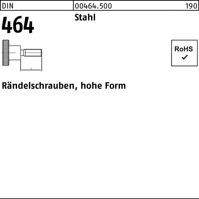 Rändelschraube DIN 464 hohe FormM6x 16 Stahl 25 Stück