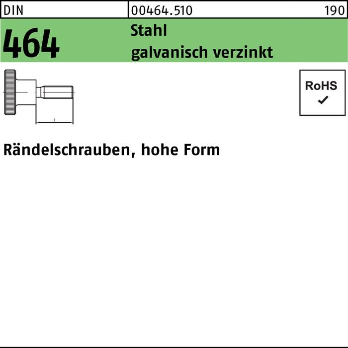 Rändelschraube DIN 464 hohe FormM5x 16 Stahl galv.verz. 50 Stück