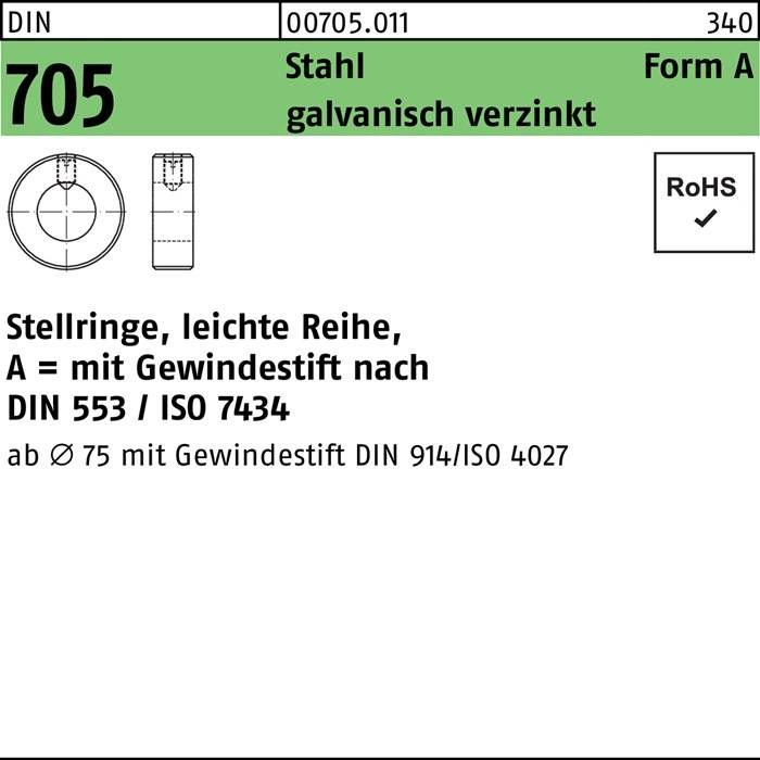 Stellring DIN 705 Gewindestift A 35x56x16 Sta galv.verz. leichte Reihe 5St.