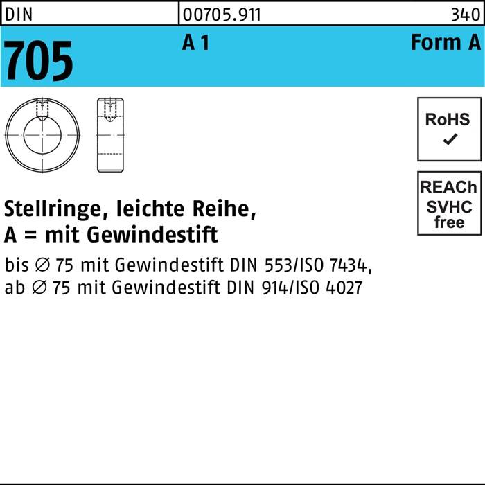 Stellring DIN 705 Gewindestift A 8x 16x 8 A 1 leichte Reihe 10 Stück