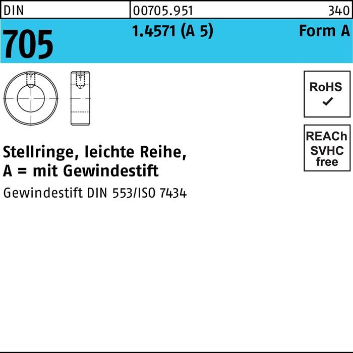 Stellring DIN 705 Gewindestift A 12x 22x 12 A 5 leichte Reihe 10Stück