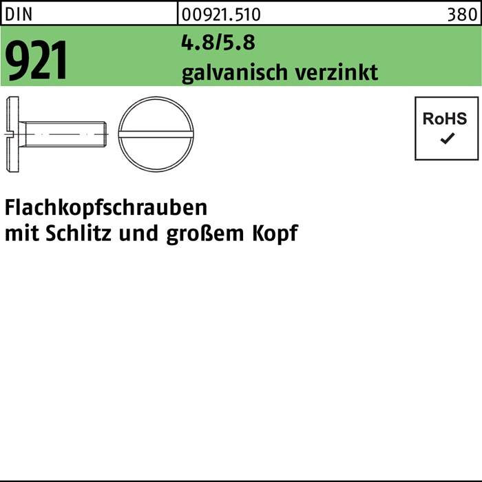 Flachkopfschraube DIN 921 Schlitz M4x 5 4.8/5.8 galv.verz. 100Stück