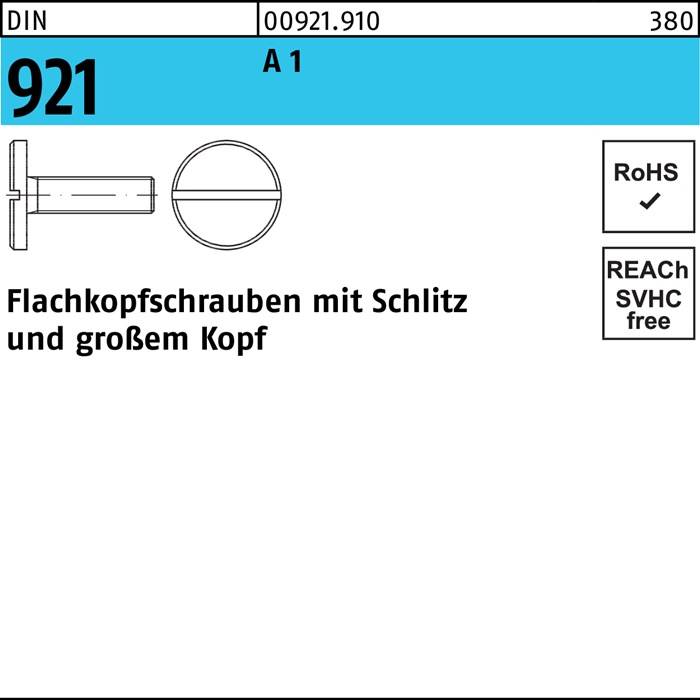 Flachkopfschraube DIN 921 Schlitz M5x 12 A 1 100 Stück