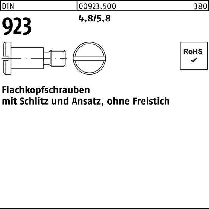 Flachkopfschraube DIN 923 Schlitz/Ansatz M5x 3x 7,0 4.8/5.8 100 Stück
