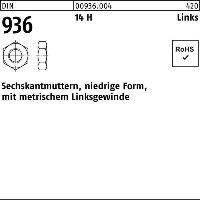 Sechskantmuttern mit Preismuttern Linksgewinde, RoHS