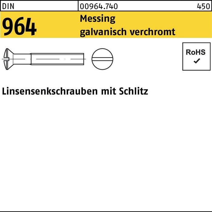 Chromierte Messing-Schraube mit Schlitz (galvanisch verchromt). Artikel 964: Linsenkopfschraube mit Schlitz. RoHS-konform.