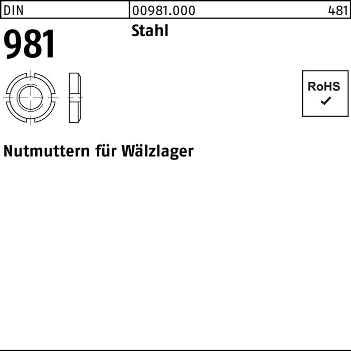 Nutmutter DIN 981 KM20 M100x2 Stahl 1 Stück