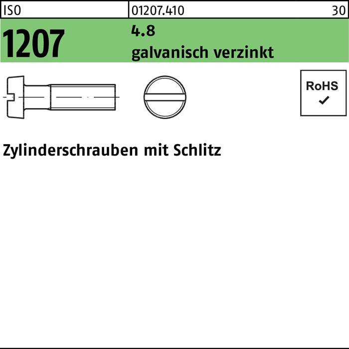 Zylinderschraube ISO 1207 Schlitz M3x 18 4.8 galv.verz. 200 Stück
