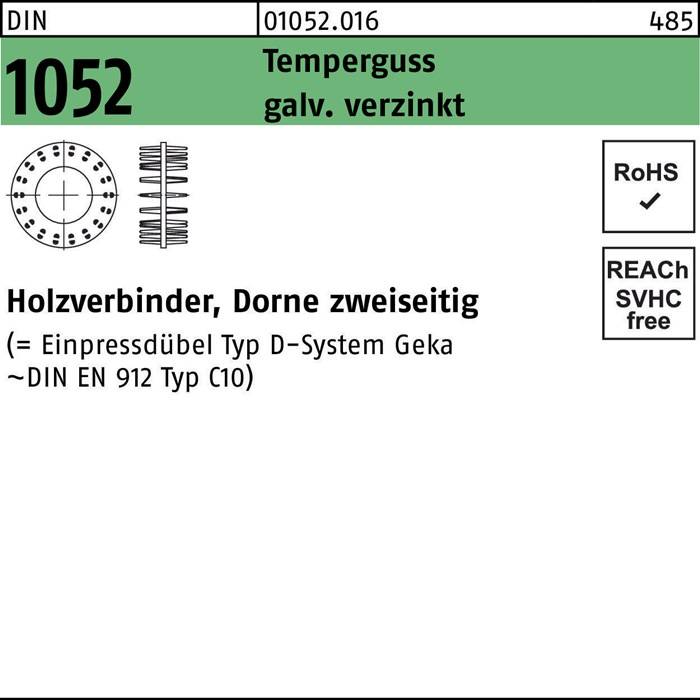 Holzverbinder DIN 1052 zweiseitig 95x64xM24 Temperguss galv.verz. 25St.