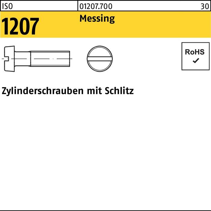 Zylinderschraube ISO 1207 Schlitz M10x 30 Messing 100 Stück