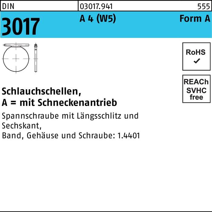 Schlauchschelle DIN 3017 W5 Schneckenantrieb 170-190/12 C7 A 4 1 Stück