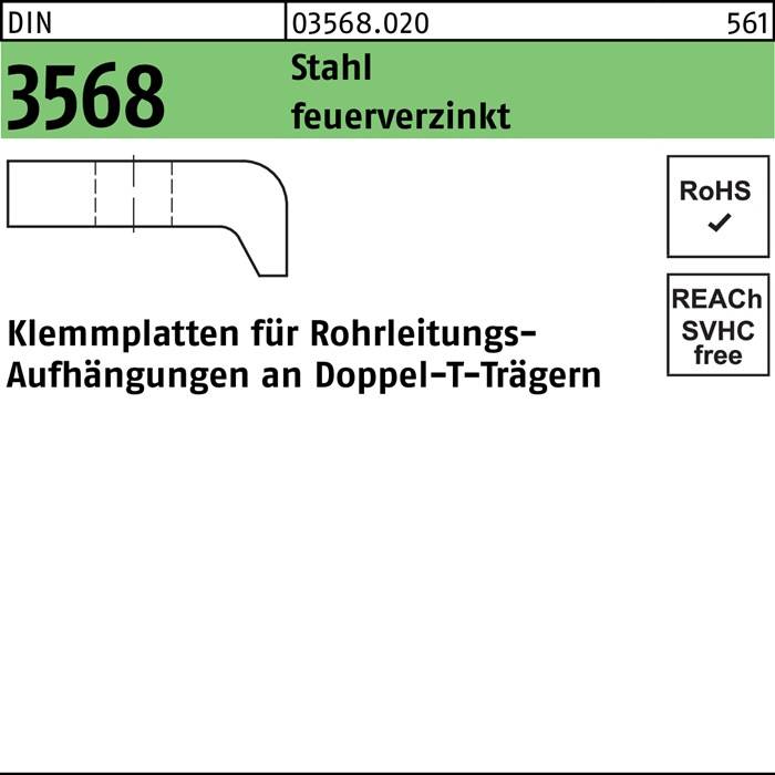 Klemmplatte DIN 3568 60/10 - M16 Stahl feuerverz. 1 Stück