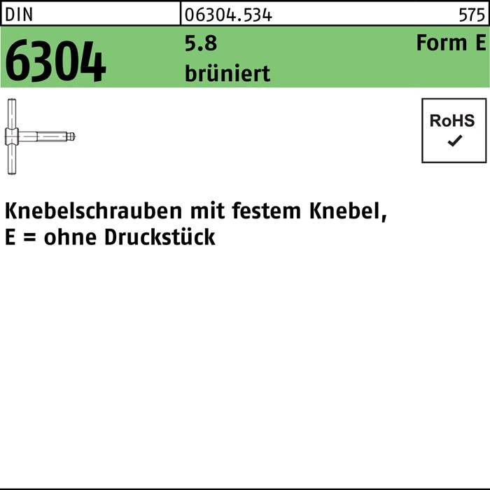 Knebelschraube DIN 6304 festem Knebel EM 8x 60 5.8 brüniert 1 Stück