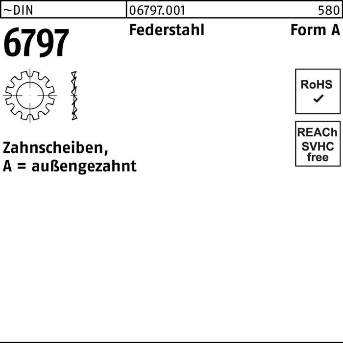 Zahnscheibe DIN 6797 FormA außengezahnt A 8,4 Federstahl 2000 Stück