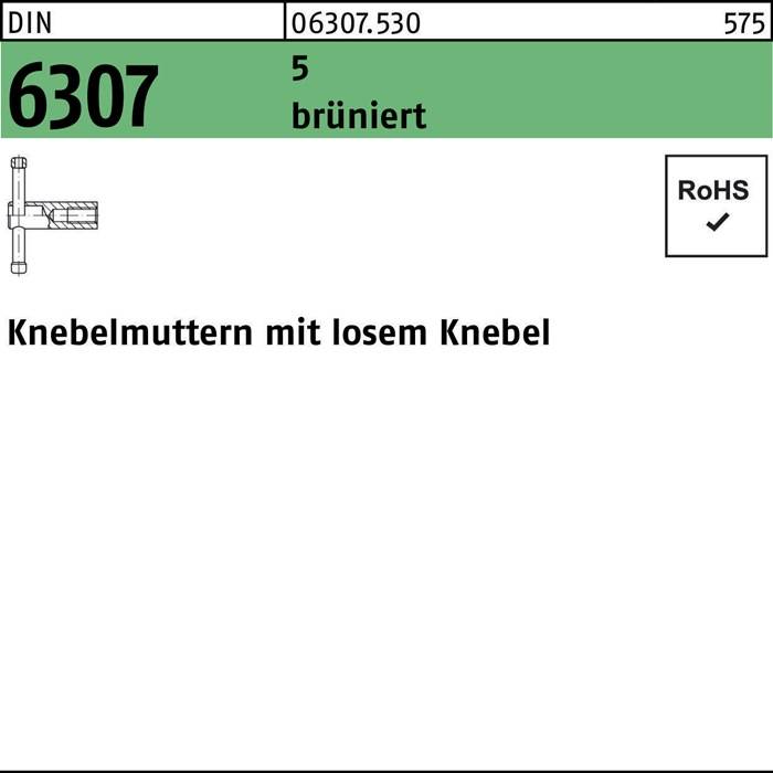 6307 brüniert DIN 06307.530 575' Flügelschraubenmuttern mit losem Flügel, RoHS-konform.