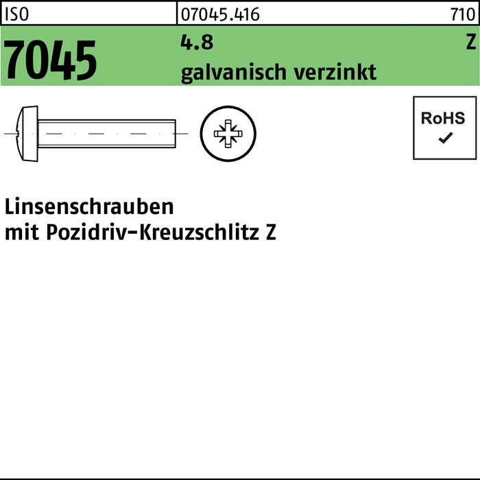 Flachkopfschraube ISO 7045 PZ M4x5-Z 4.8 galv.verz. 2000St.