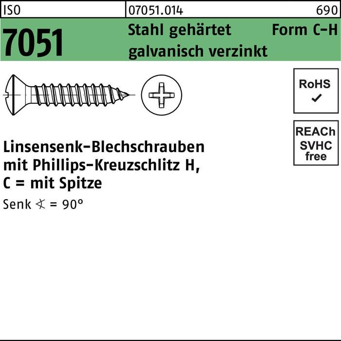 Blechschraube ISO 7051 LISEKO Spitze/PH 4,8x 16 -C-H Stahl geh.galv.verz. 500St.