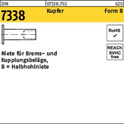 Niete DIN 7338 FormB B 5x 15 Kupfer 100 Stück