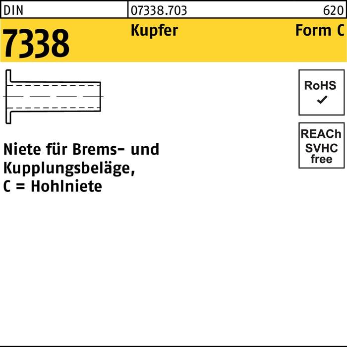 Niete DIN 7338 FormC C 5x 20 Kupfer 100 Stück