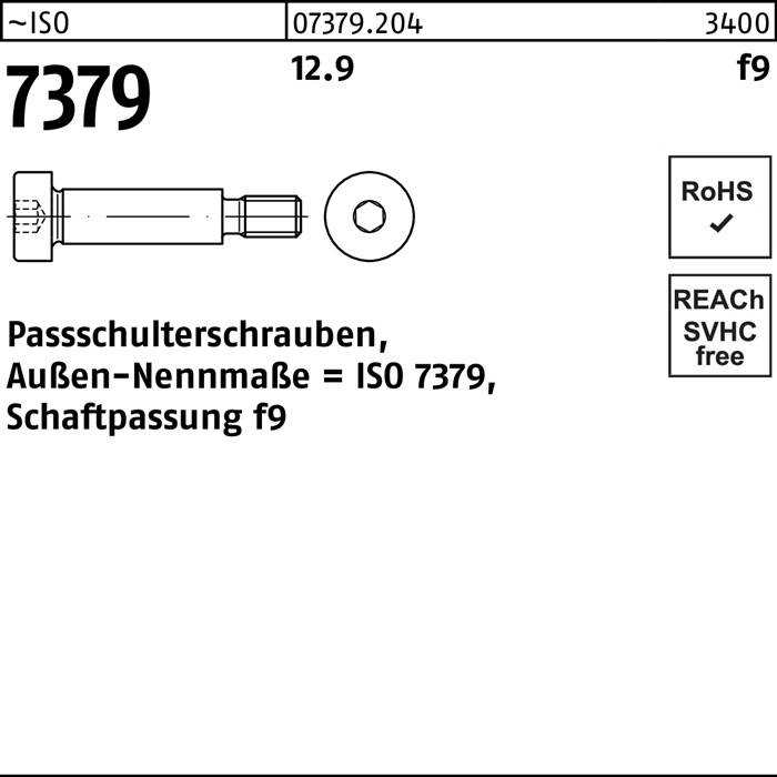 Paßschulterschraube ISO 7379 8 - M6x 12 12.9 Schaftpassung f9 50 Stück