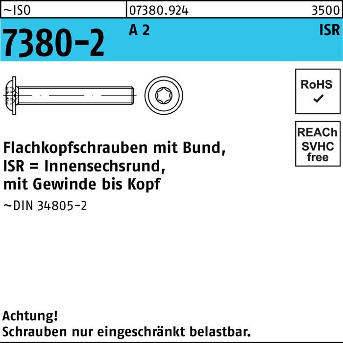 Flachkopfschraube ISO 7380-2 Bund/ISR VG M4x 25-T20 A 2 500Stück