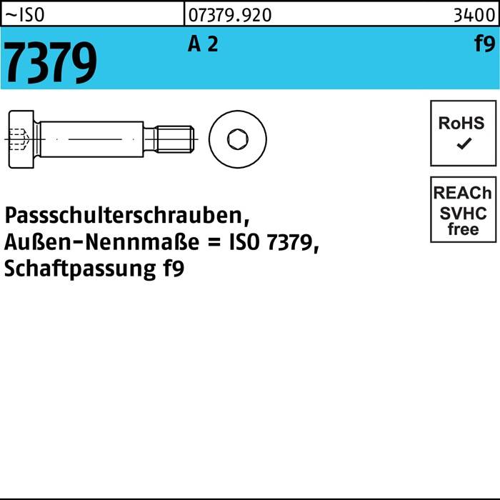 Paßschulterschraube ISO 7379 6 f9 M5x 25 A 2 50 Stück