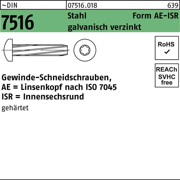 Gewindeschneidschraube DIN 7516 LIKO ISR AE M4x20-T20 Stahl galv.verz. 1000St.