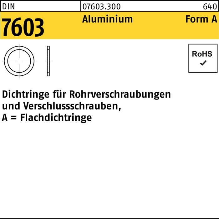 Flachdichtring DIN 7603 6,5x 9,5x1 Aluminium 100 Stück