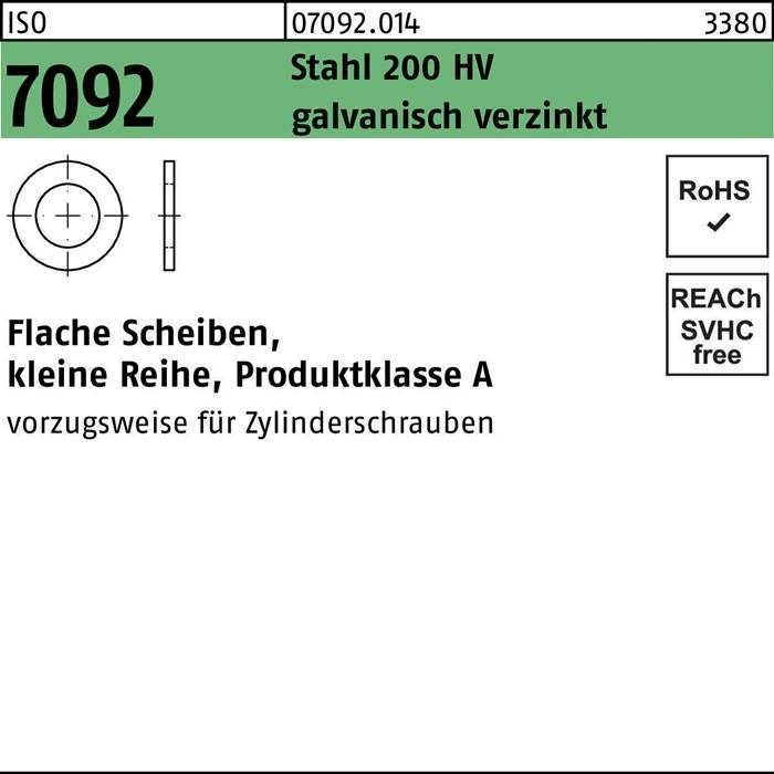 Unterlegscheibe ISO 7092 14 Stahl 200 HV galv.verz. 500 Stück