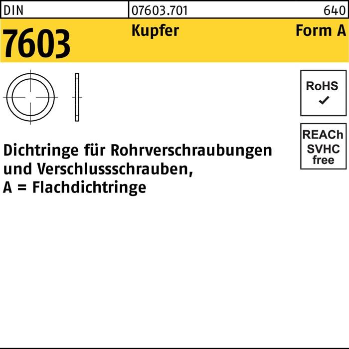 Flachdichtring DIN 7603 26x32x2 Kupfer 100 Stück