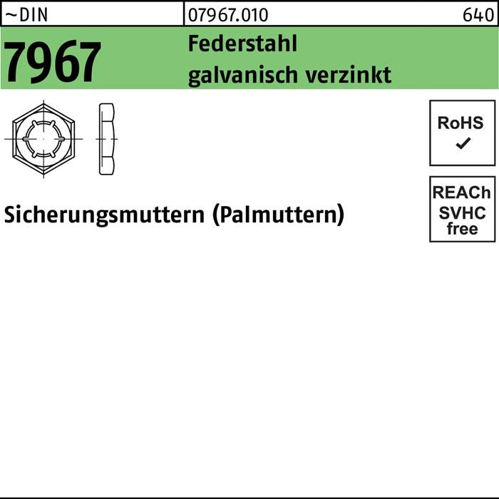 Sicherungsmutter DIN 7967 M36 Federstahl galv.verz. 25 Stück