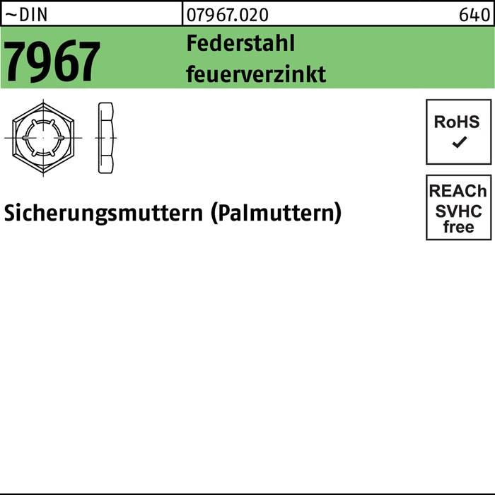 Sicherungsmutter DIN 7967 M10 Federstahl feuerverz. 100 Stück