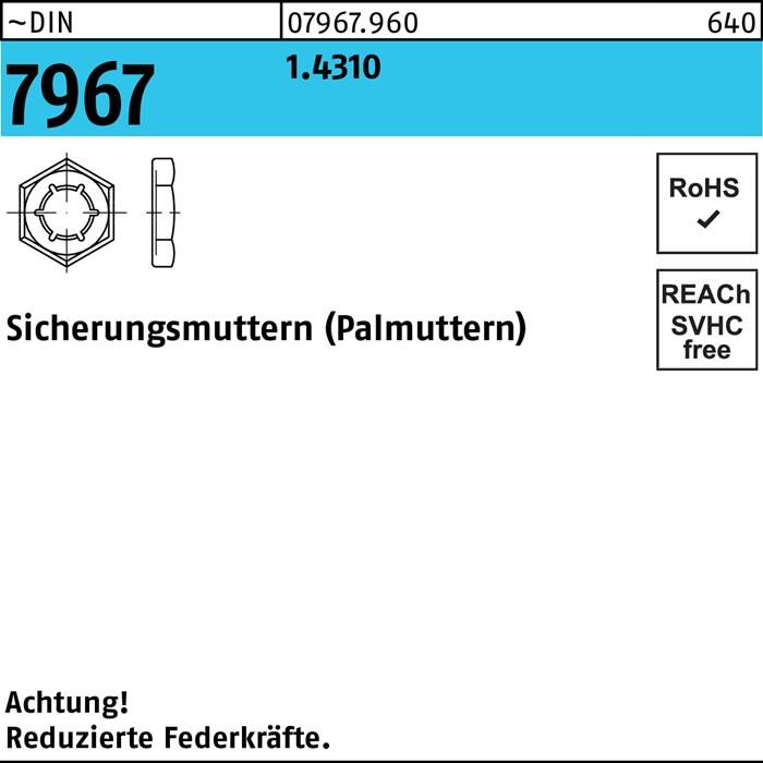 Sicherungsmutter DIN 7967 M20 1.4310 100 Stück