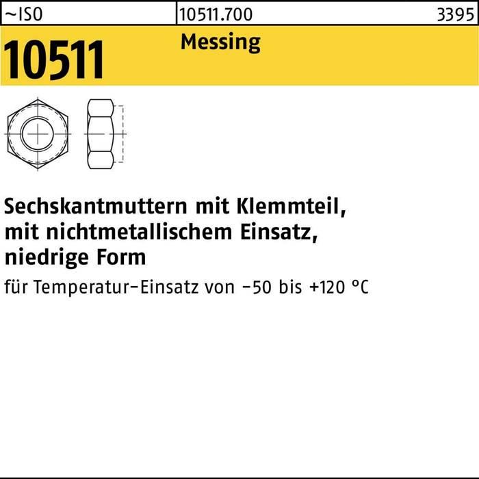 Sechskantmutter mit Klemmteil, Isolator aus leichten Metallen, geeignet für Temperatureinsatz von -50 bis 120°C, Artikelnummer 10511.700.
